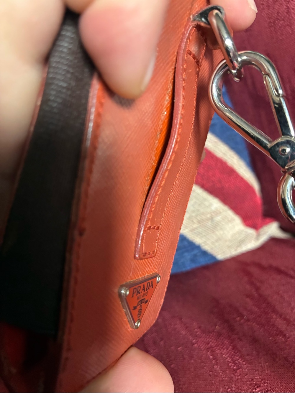 Prada Orange Saffiano Leather Ipod/Cellphone Case with Neck Lanyard - Picture 6 of 12